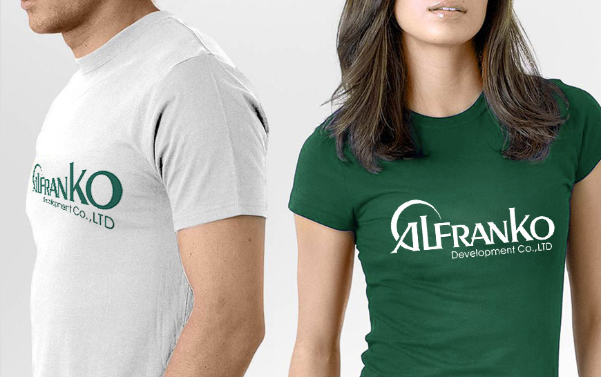 俄罗斯建筑公司ALFRANKO标识设计在T恤衫中的应用规范