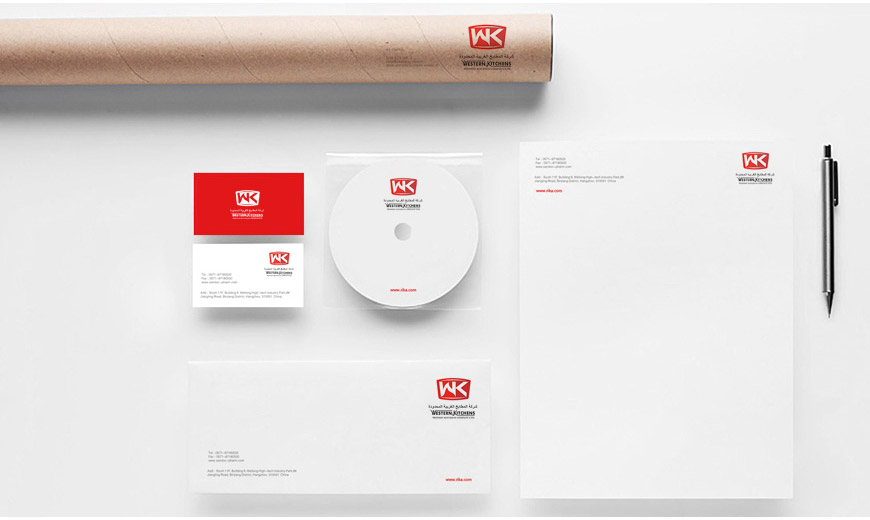 WESTERN KITCHENS品牌VI设计在名片、信纸、餐垫上的应用